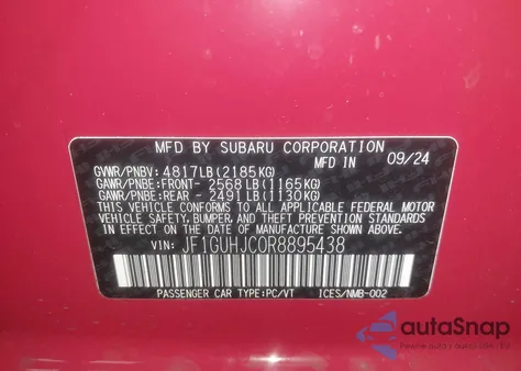 2024 Subaru Impreza Rs 5-Door z USA, uszkodzony, nr VIN JF1GUHJC0R8895438